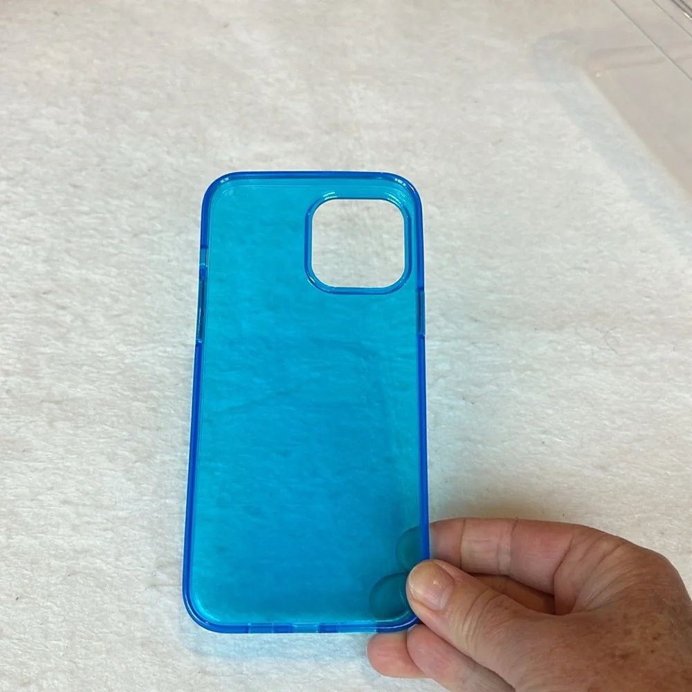 NWOT Felony Case iPhone 13 Pro Max Neon Blue Crystal Clear Phone Case